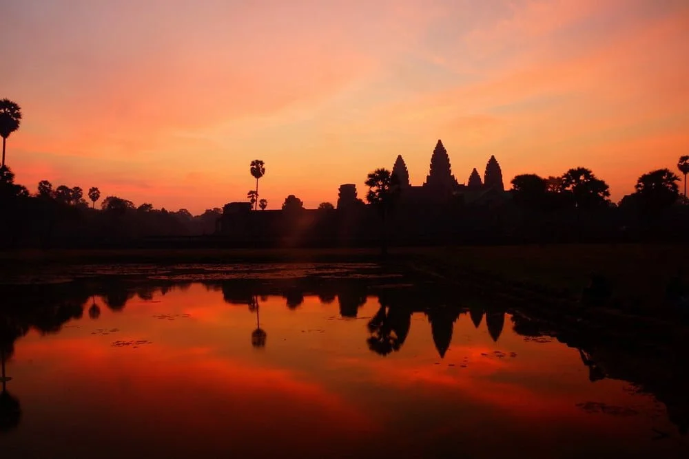 Incredible Angkor Wat Temple during sunset in Cambodia