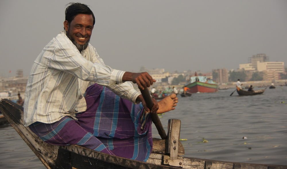 Boat ride down the Buriganga River in Dhaka, Bangladesh