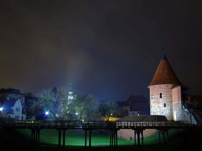 Kaunas Castle At Night in Lithuania 