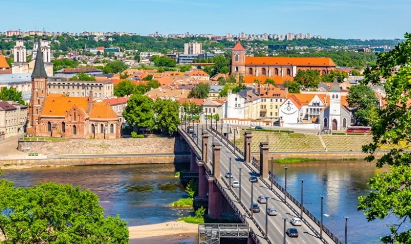 Kaunas Travel Guide: Things to do for visitors to Kaunas, Lithuania with views of the city from a high vantage point 
