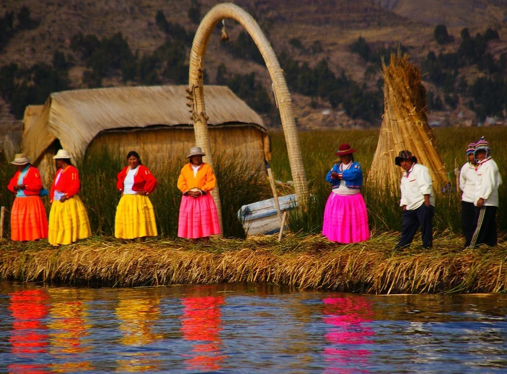The colorful and vibrant Uros People of Lake Titicaca, Puno, Peru