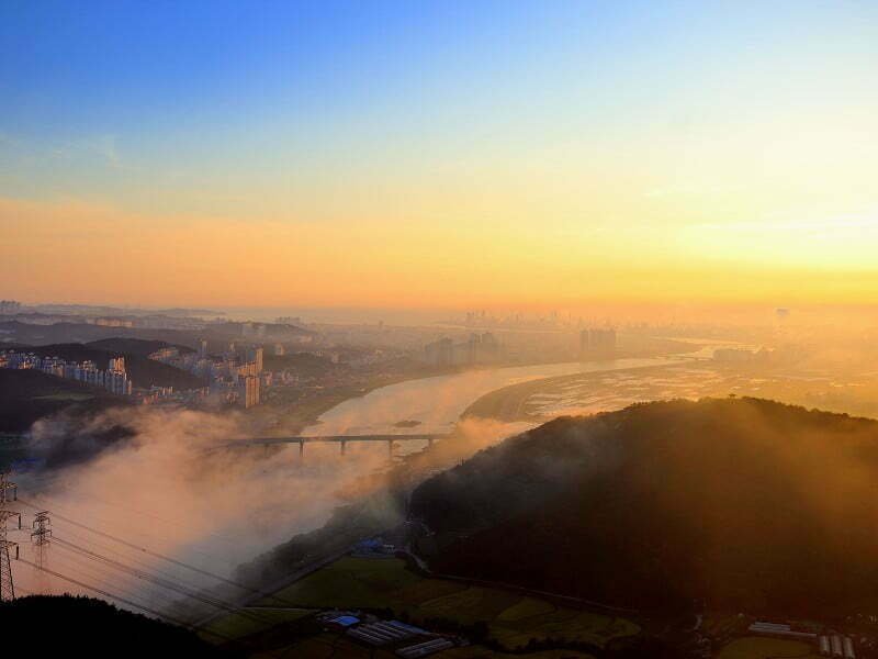 Pohang city views from a high vantage point in South Korea 