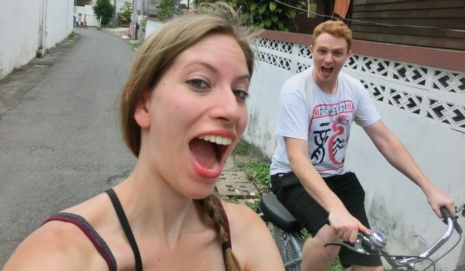 Riding a bicycle in Chiang Mai, Thailand