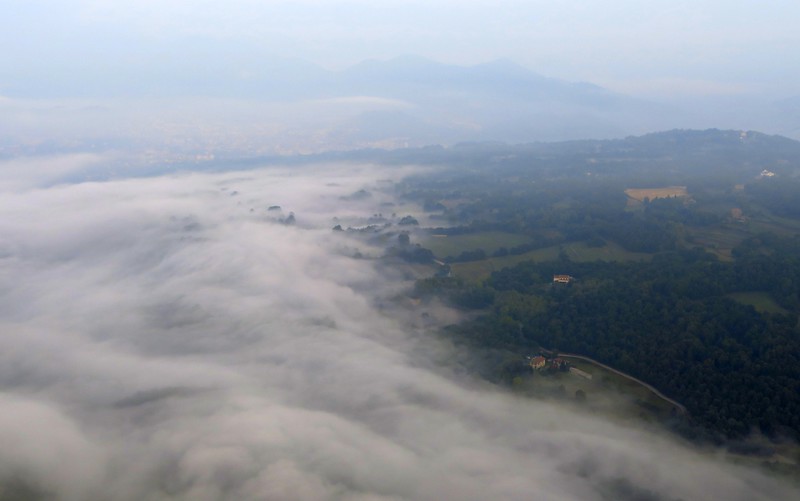 A blanket of clouds from a high vantage point during our hot air balloon ride
