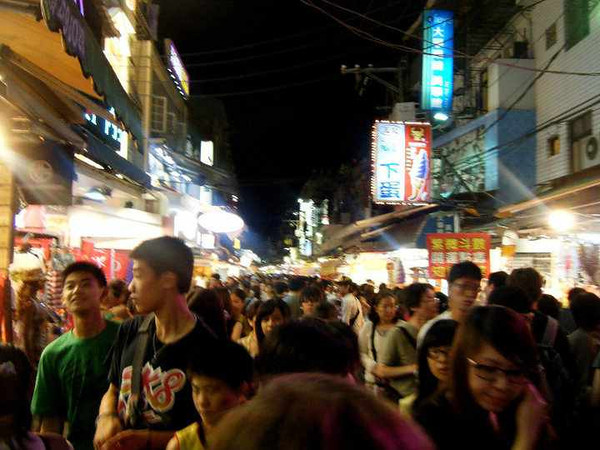 A bustling street scene in Taipei, Taiwan
