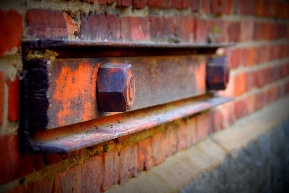 A close-up shot of a brick home located on Suomenlinna, Finland