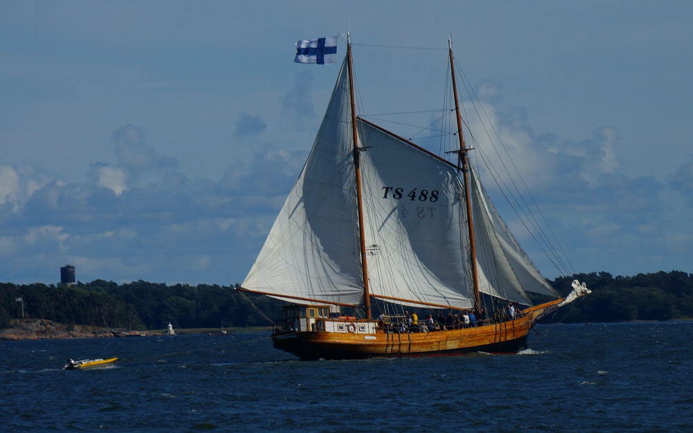 A Finnish sailboat that we spotted while take a cruise ferry around the Baltic Sea in Helsinki, Finland