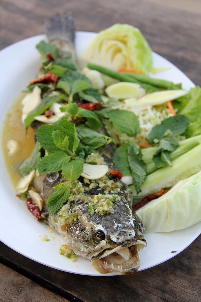 A photo of Pla chon lui suan as distinct Thai cuisine worth eating when visiting Thailand