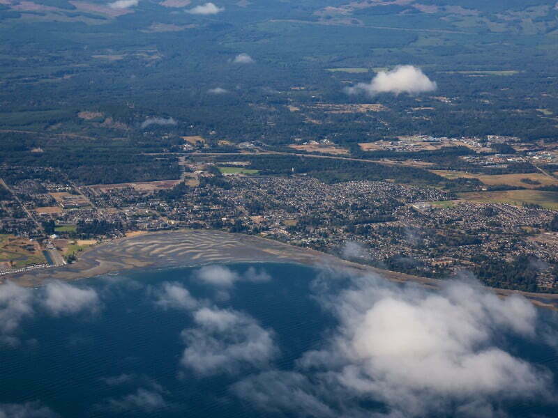 Aerial views of Parksville, Vancouver Island, BC, Canada 