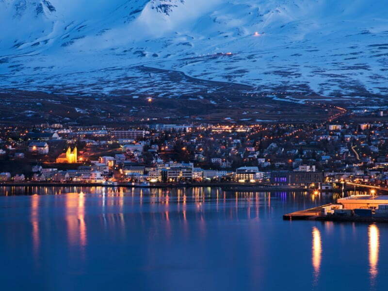 Akureyri Travel Guide: Things to do in Akureyri, Iceland night views of the city 