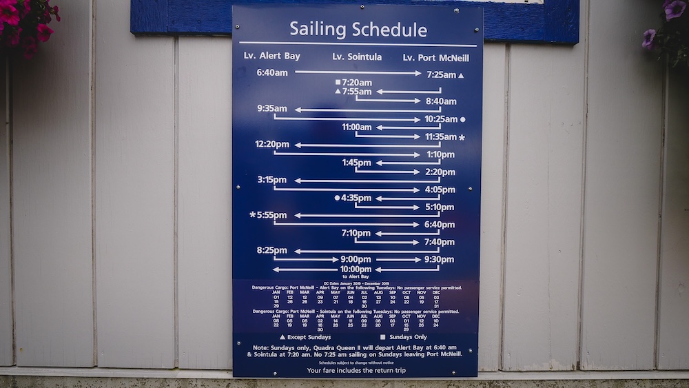 Alert Bay Ferry Schedule