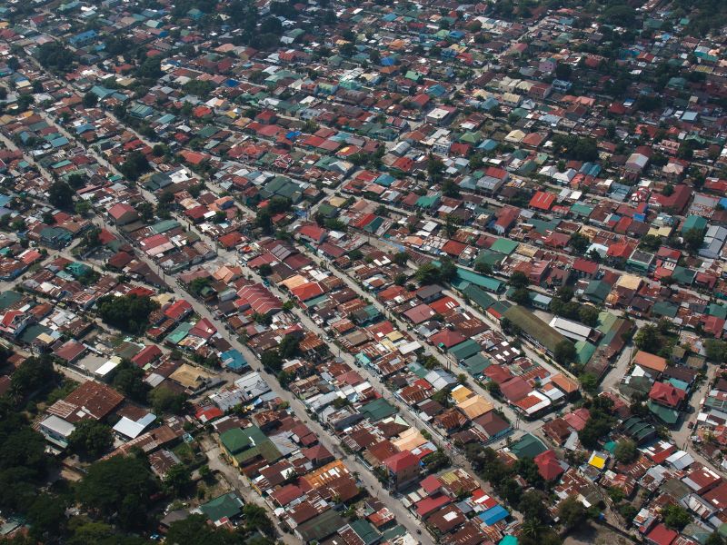 Angeles City aerial views in the Philippines 