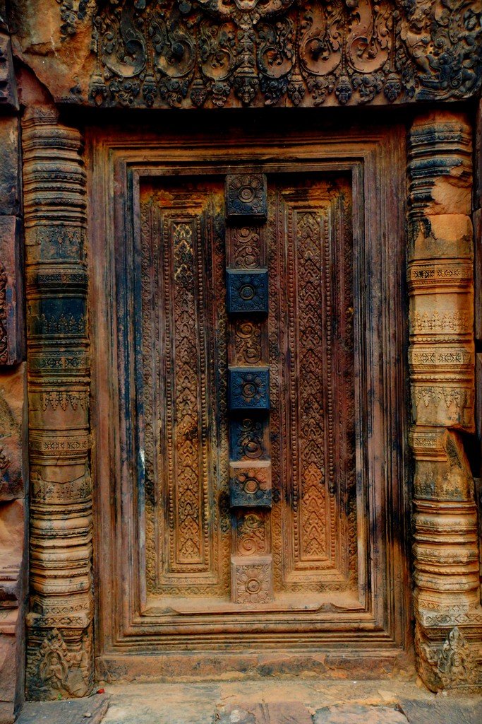 Another shot of the door from a closer up perspective at Banteay Srei in Cambodia 