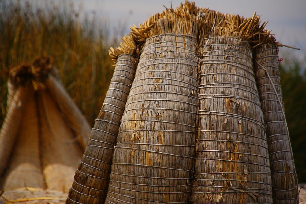 Another shot of the totora reed boats used by the Uros people from Lake Titicaca, Peru 