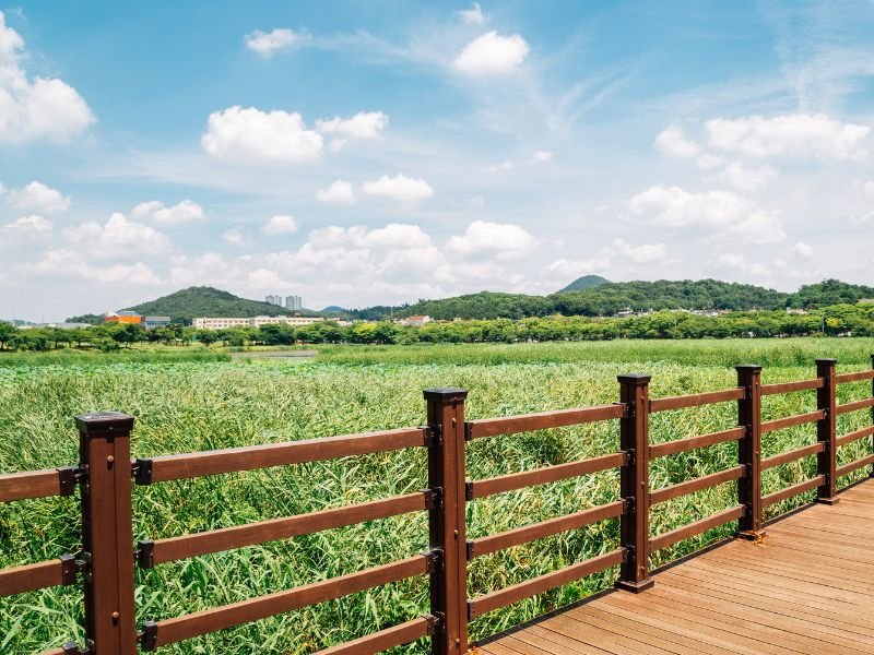 Ansan natural scenery from an observation deck and pathway