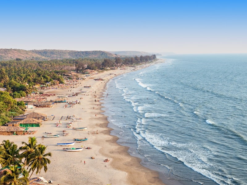 Arambol beach in Goa aerial views in India 