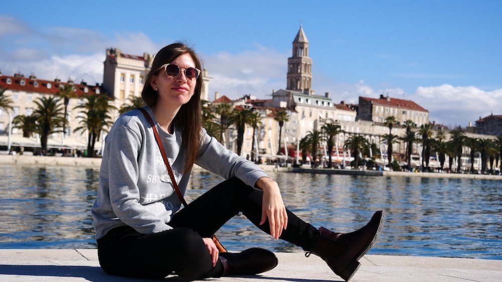 Audrey Bergner That Backpacker posing in Split, Croatia 