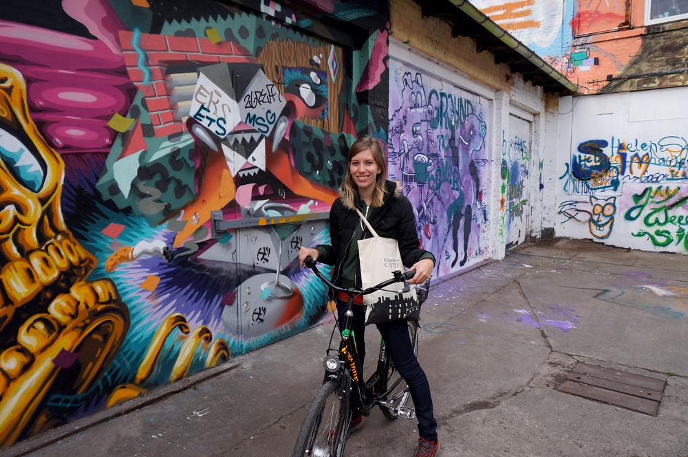 Audrey Bergner That Backpacker riding a bicycle around Berlin, Germany