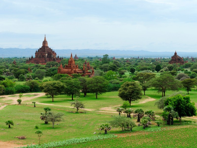 Bagan lush green temple views in Myanmar 
