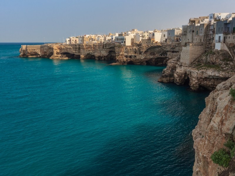 Bari remarkable coastal views with a jagged rugged cliffs in Italy 