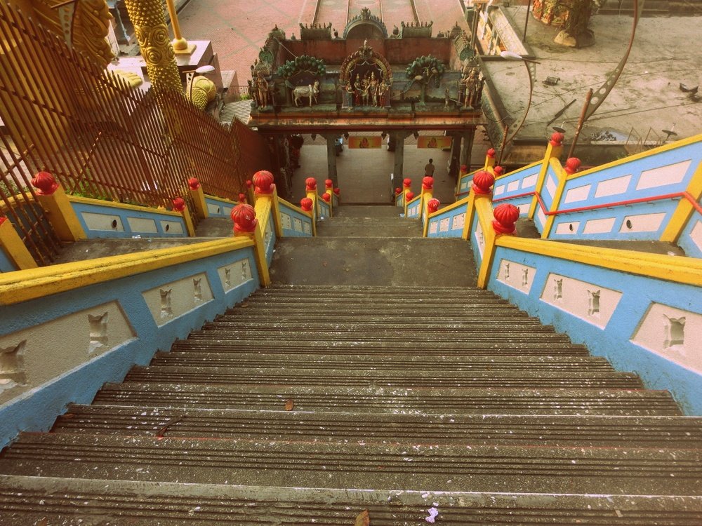 Batu Caves steps leading down to the entrance 