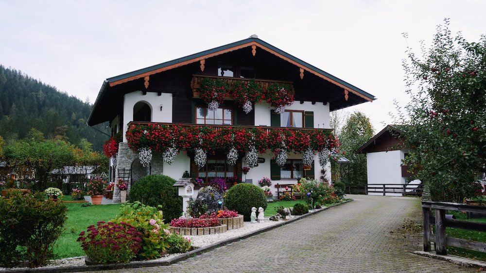 Beautiful German Alpine architecture in the German Alps 