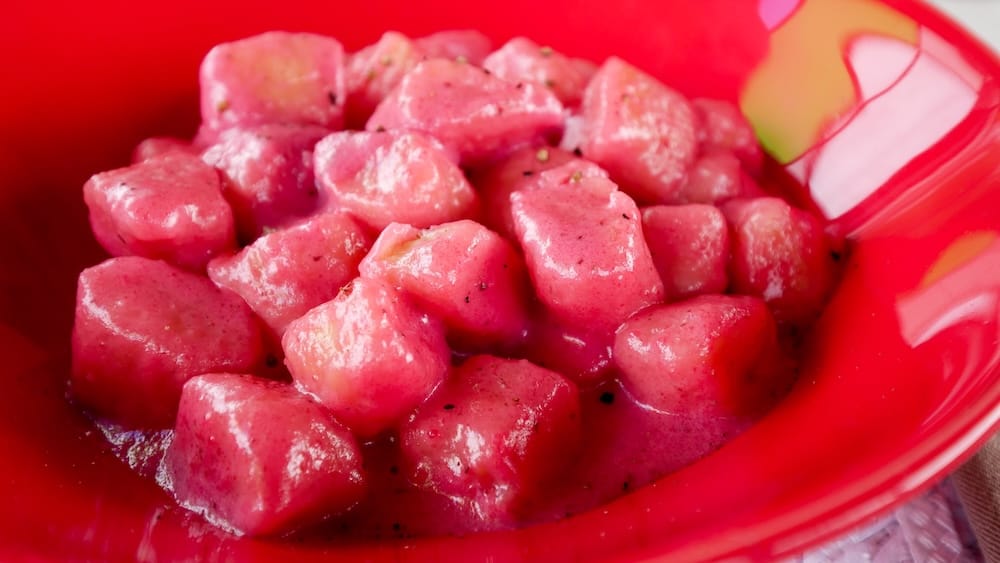 Beetroot Gnocchi in Trevelin Chubut and Welsh Argentine Food Traditions in Patagonia Vibrant beetroot gnocchi in Trevelin, Chubut, showing how Patagonia month-by-month travel is also shaped by local food traditions, Welsh Argentine heritage, restaurant timing and regional dining costs.