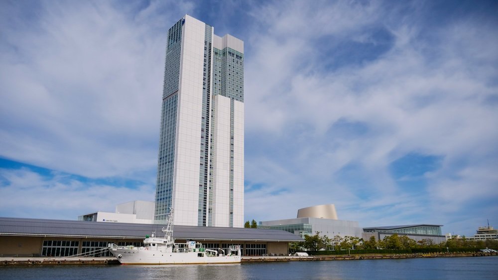 Befco Bakauke Observation Deck tall building from a unique vantage point in Niigata, Japan 