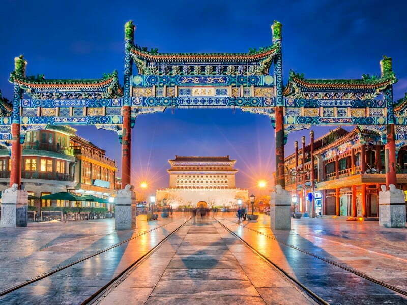 Beijing gate at night in China 