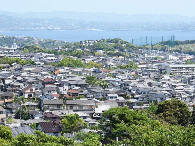 Beppu rooftop views in Japan from a high vantage point 