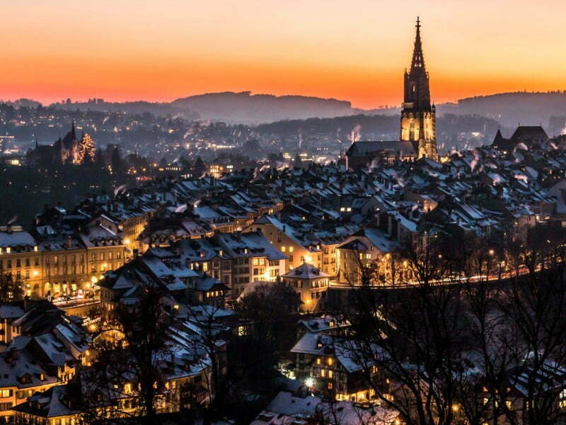 Bern at night in Switzerland 