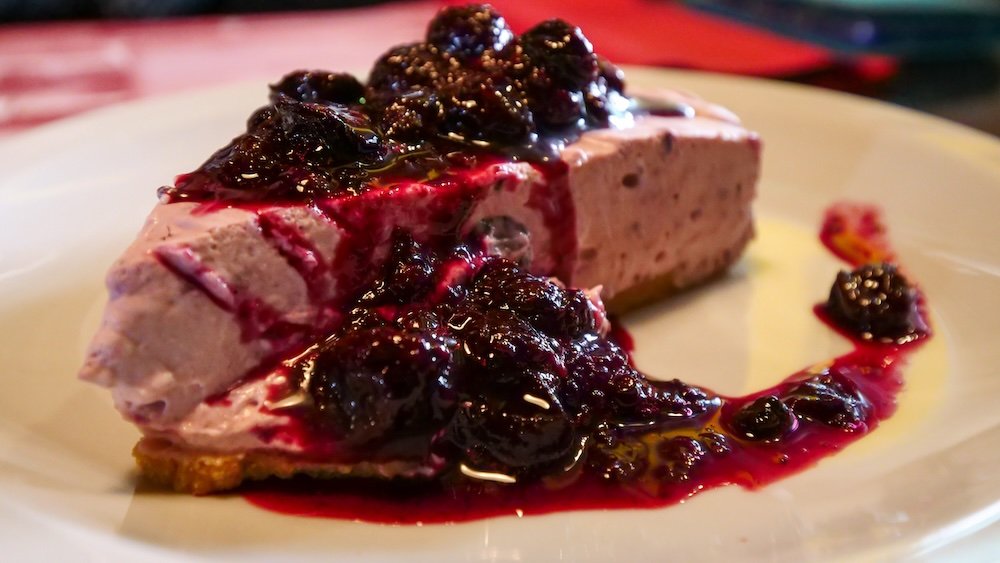 Patagonian berry cake for dessert in Ushuaia, Argentina 