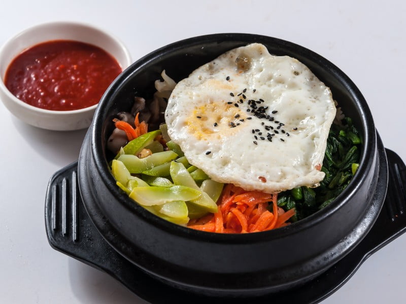 Bibimbap with gochujang for added Korean spice 