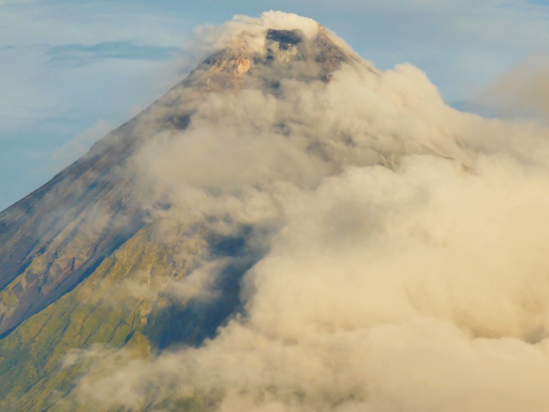 Bicol volcano covered completely by clouds in the Philippines 