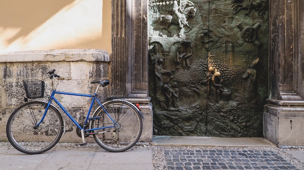 Bicycle is a popular transportation option for getting around Ljubljana, Slovenia 