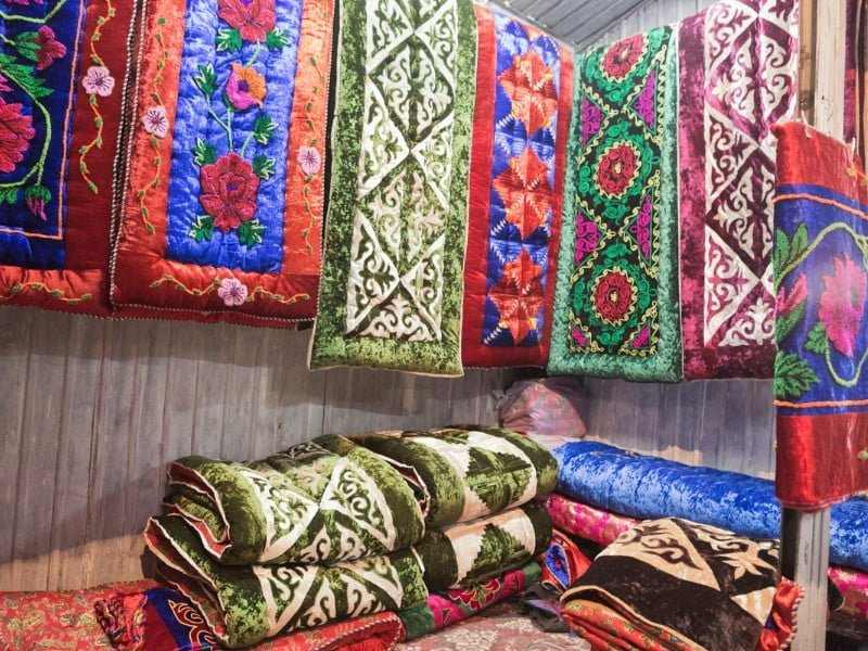 Traditional Kyrgyz blankets for sale in Bishkek, Kyrgyzstan 