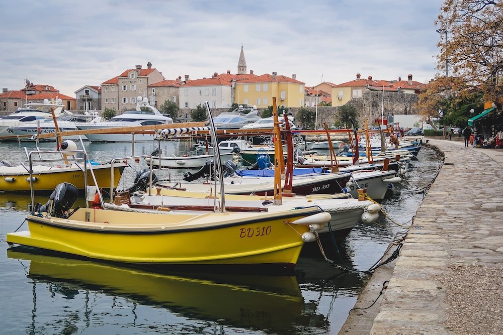 Boats docked in Budva, Montenegro 