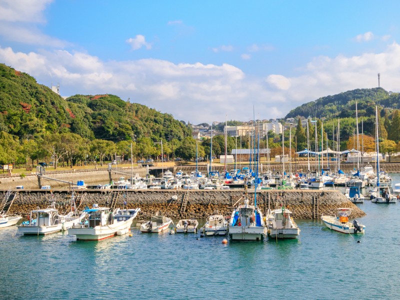Boats docked in Sasebo, Japan 