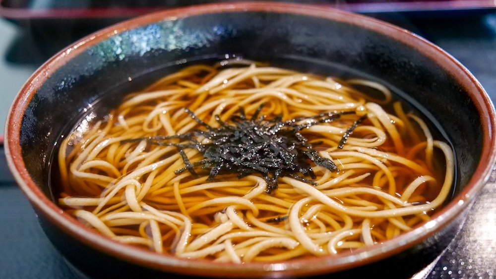 Bowl of delicious soba noodles in Nagano city, Japan 