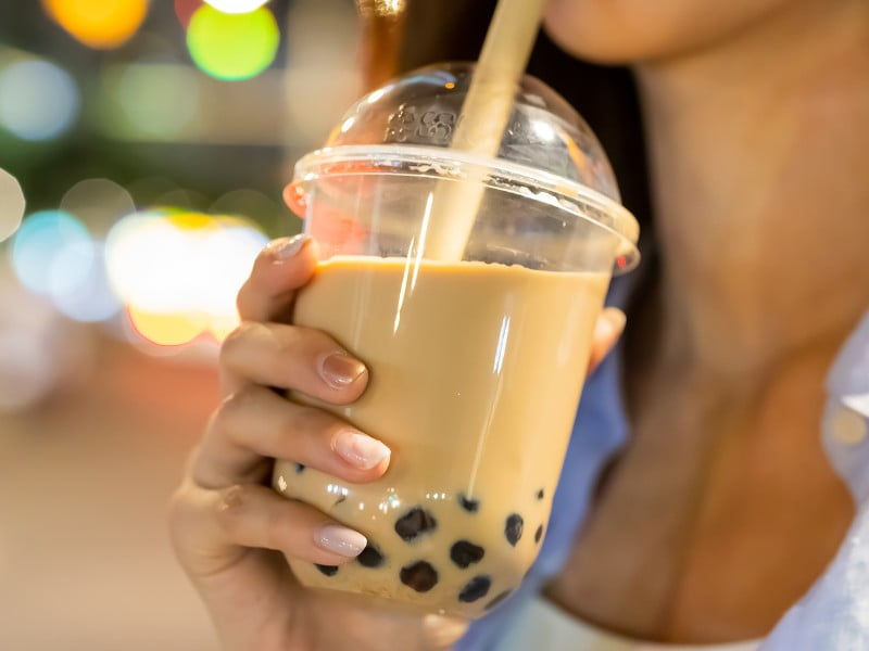 Bubble tea is a must try Taiwanese street food drink also known as Pearl tea in Taipei, Taiwan 