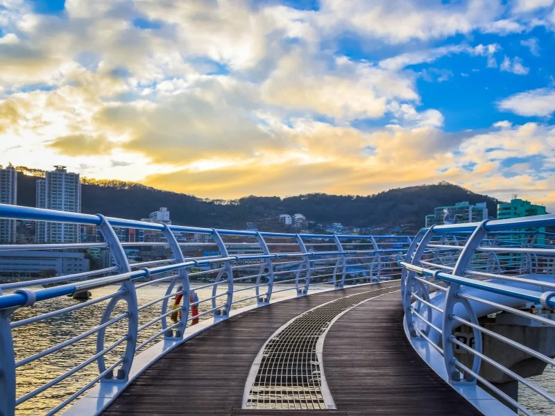 Busan skywalk sunset views in South Korea 