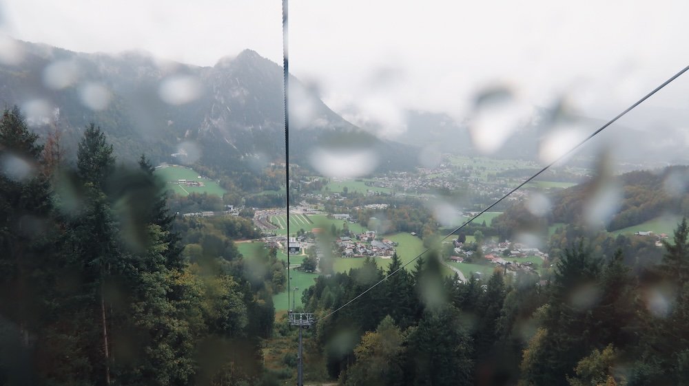 Cable Car raindrop views from Berchtesgaden National Park in Germany