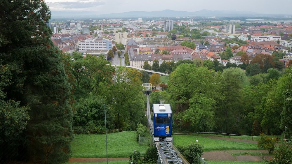 Cable car ride in Freiburg im Breisgau, Germany 