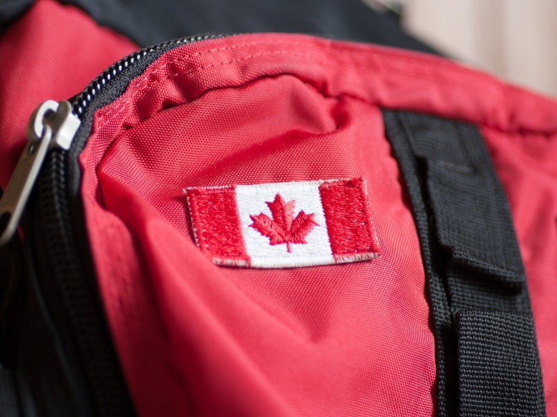 Canadian Flag on Backpack 