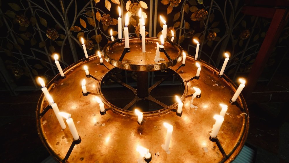 Candles in the Bishop’s Crypt in Munich, Germany 