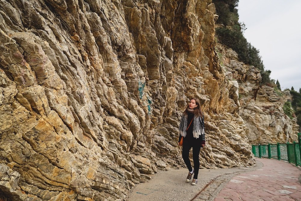 Coastal walk out to the beach in Budva with That Backpacker Audrey Bergner 