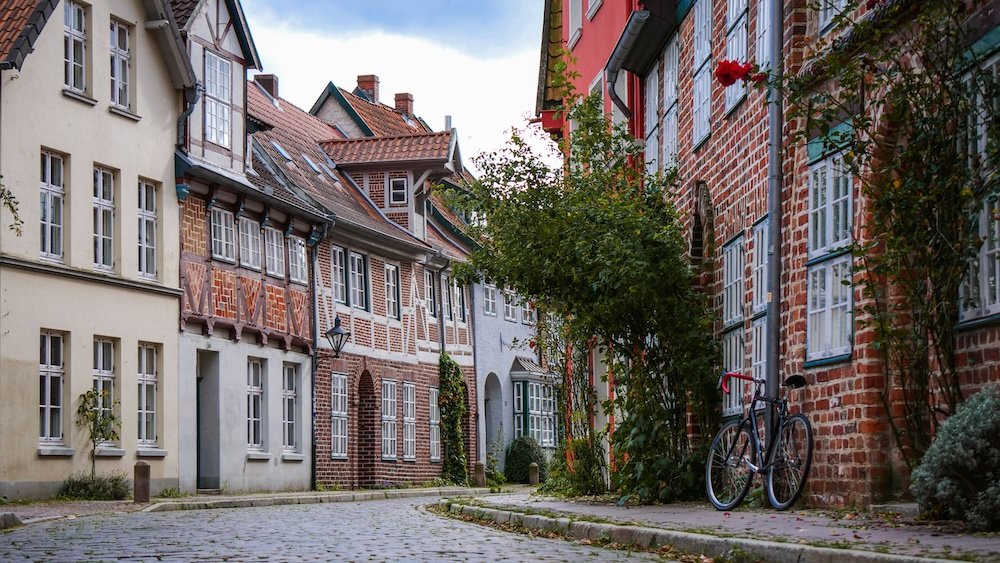 Charming street in Luneburg, Germany 