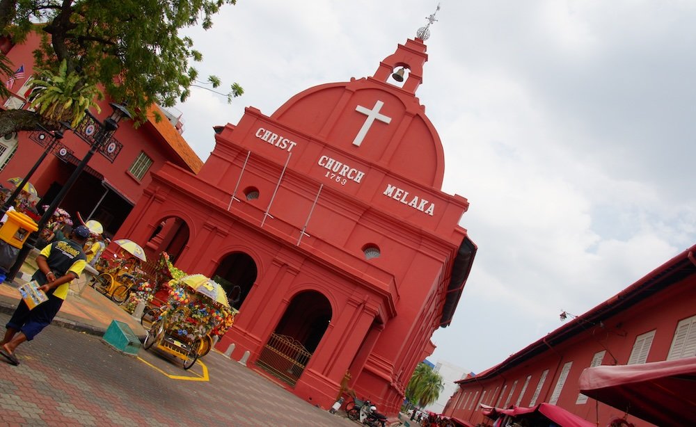 Christ Church in Melaka, Malaysia historic red building 