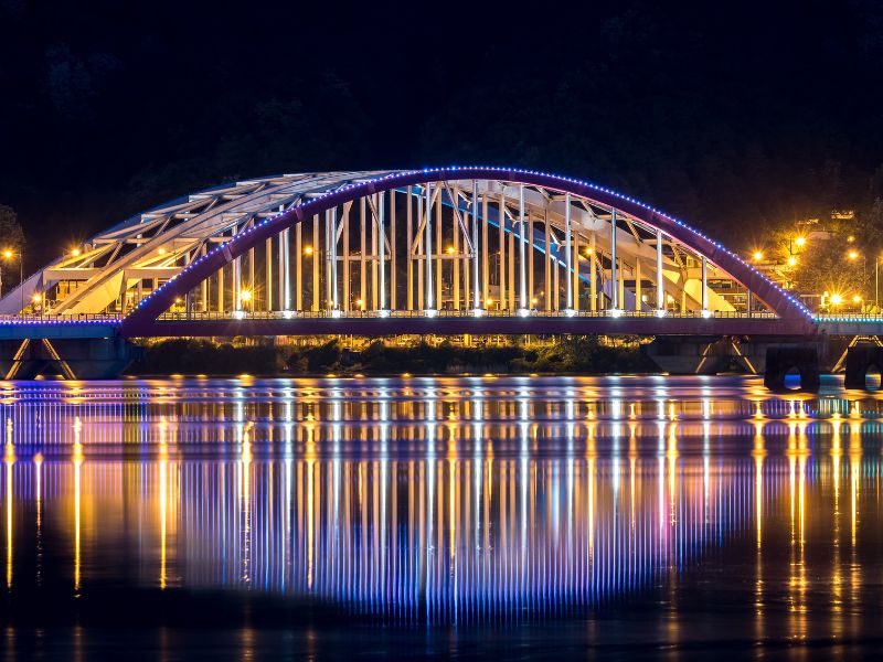 Chuncheon bridge lights at night in South Korea 