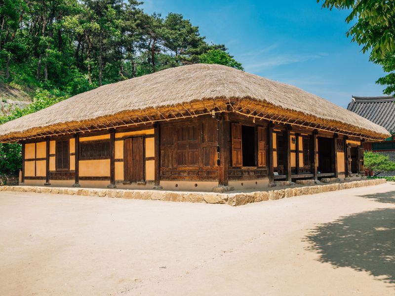 Chuncheon traditional unique house thatched roof in South Korea 